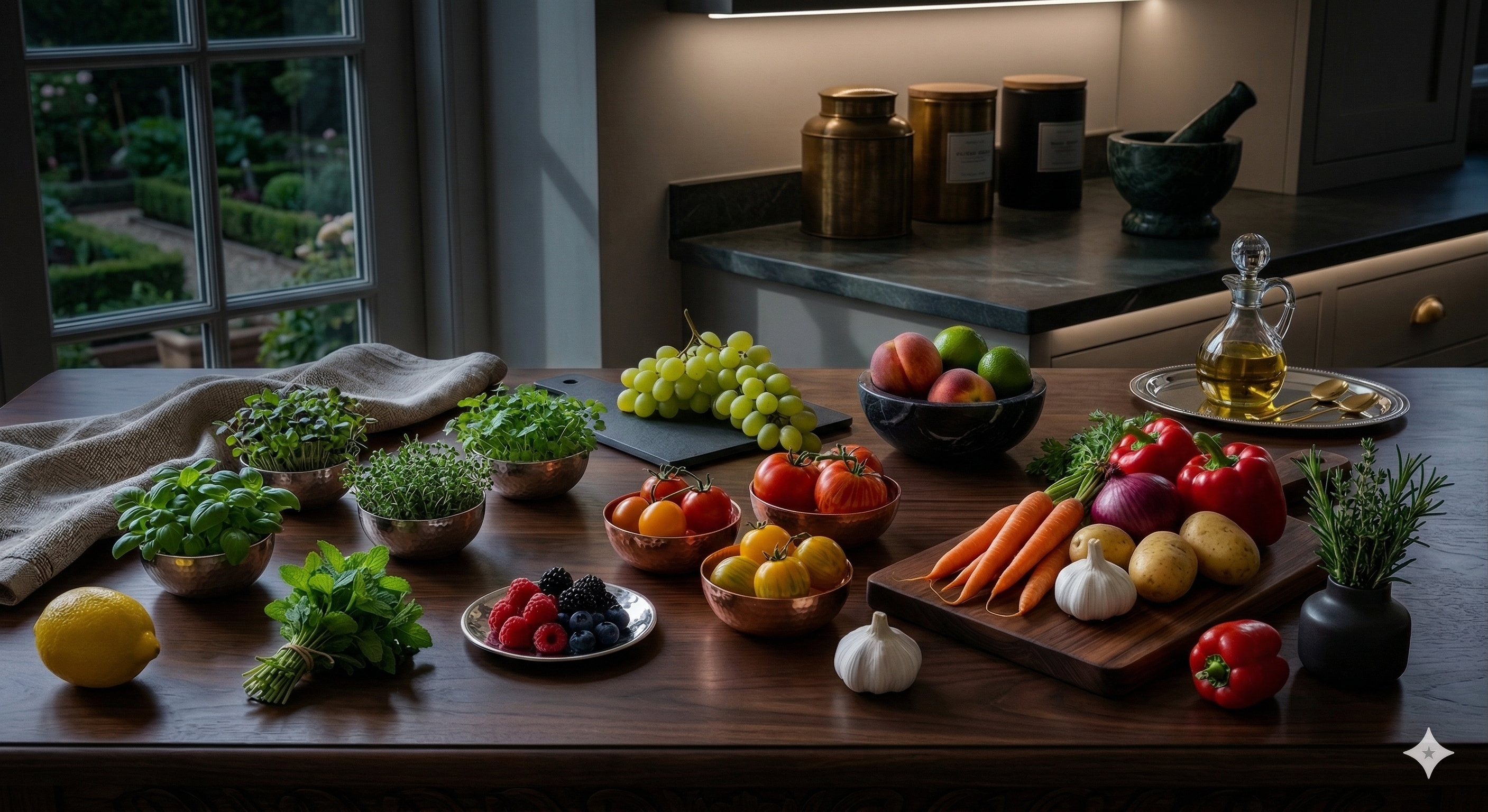 Fresh ingredients laid out on a kitchen counter